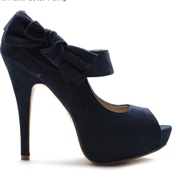 Platform Open Toe High Heel Ribbon Accent Pump - Picture 5 of 8
